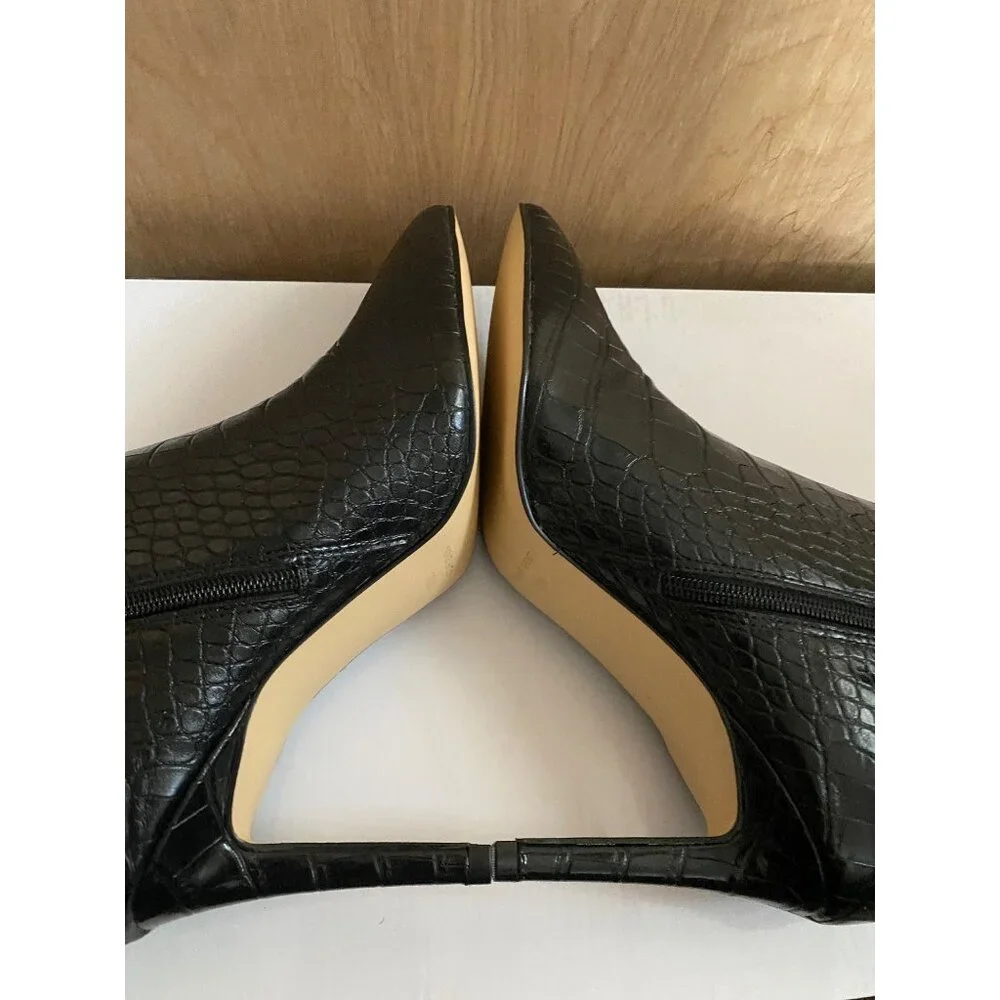 Nine West Women's "Erli" High Heel Black Croc Embossed Faux Leather Sz 10 NIB - Picture 7 of 11